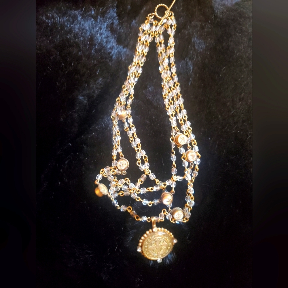 Vintage Virgins Saints & Angels Crystal Bead Magdalena with San Benito Medallion